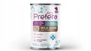 PREFERA MPD, XS-XL, Mistret si dovleac, dieta veterinara, conserva hrana umeda monoproteica fara cereale caini, (in suc propriu), 400g