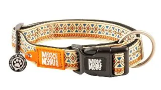 MAX & MOLLY Smart ID Ethnic, zgarda caini, ajustabila, poliester, bej, catarama trident, M(34-55  x 2cm)