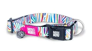 MAX & MOLLY Smart ID Magic Zebra, zgarda caini, ajustabila, poliester, alb, catarama trident, S(28-45  x 1.5cm)