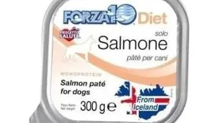 FORZA10 Monodiet Solo, XS-XL, Somon, dieta veterinara, tavita hrana umeda monoproteica caini, alergii, (pate), 300g