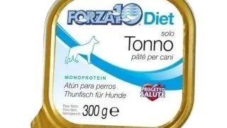 FORZA10 Monodiet Solo, XS-XL, Ton, dieta veterinara, tavita hrana umeda monoproteica caini, alergii, (pate), 300g
