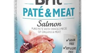 Hrana umeda pentru caini Brit Pate & Meat, Somon, 800g