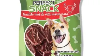 PERFECT SNACK Rondele Marmorate, XS-XL, Vita, punguta recompense fara cereale caini, 80g