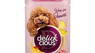 DELICKCIOUS Dessert, XS-S, Curcan si Fructe Tropicale, plic hrana umeda caini, (in sos), 80g