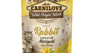 CARNILOVE Kitten, File Iepure cu Galbenele, plic hrana umeda fara cereale pisici junior, (in sos), 85g