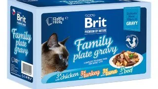 BRIT Premium by Nature Delicate Family Plate, Carne, cutie hrana umeda pisici, (in sos), multipack, 85g x 12buc