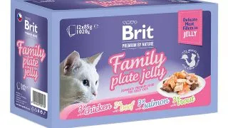 BRIT Premium by Nature Delicate Family Plate, Carne, cutie hrana umeda pisici, (in aspic), multipack, 85g x 12buc