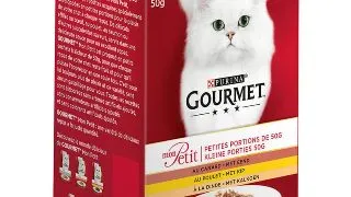 PURINA Gourmet Mon Petit, 3 arome (Pui, Rata, Curcan), pachet mixt, plic hrana umeda pisici, (in sos), 50g x 6