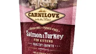 CARNILOVE Healthy Growth Kitten, Somon si Curcan, hrana uscata fara cereale pisici junior, 400g