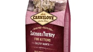 CARNILOVE Healthy Growth Kitten, Somon si Curcan, hrana uscata fara cereale pisici junior, 2kg