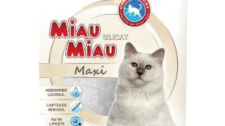 MIAU MIAU Maxi, neparfumat, asternut igienic pisici, granule, silicat, neaglomerant, neutralizare mirosuri, 15l