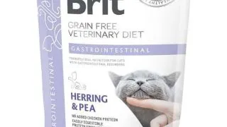 BRIT VD Gastrointestinal, Hering, dieta veterinara, hrana uscata fara cereale pisici, sistem digestiv, 400g