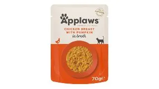 APPLAWS Piept, Pui si dovleac, plic hrana umeda pisici, (in supa), 70g