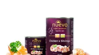 NUEVO, Pui si Creveti, conserva hrana umeda fara cereale pisici, apetit capricios, (pate), 400g