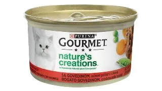 PURINA Gourmet Nature's Creations, Vita cu Mazare si Morcov, conserva hrana umeda pisici, 85g