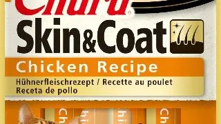 INABA Churu Skin&Coat, Pui, plic recompense functionale fara cereale pisici, piele & blana, (topping), 56g