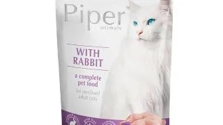 PIPER Animals Sterilised, Iepure, plic hrana umeda fara cereale pisici sterilizate, (in aspic), 100g