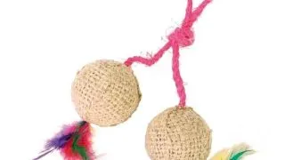 Trixie, jucarie cu 2 mingi, pisici, sisal, multicolor, 4.5cm
