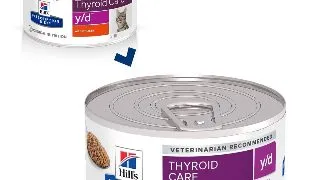 HILL'S Prescription Diet y/d Thyroid Care, Pui, dieta veterinara pisici, conserva hrana umeda, metabolism ( obezitate si diabet), 156g