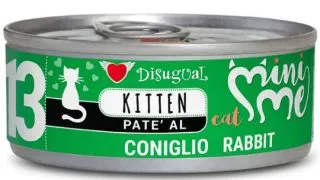 DISUGUAL Mini Me Kitten, Iepure, conserva hrana umeda fara cereale pisici junior, (pate), 85g