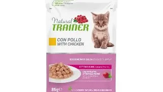NATURAL TRAINER Kitten & Young, Pui, plic hrana umeda pisici junior, (in sos), 85g