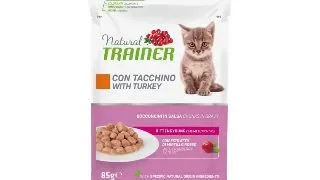 NATURAL TRAINER Kitten & Young, Curcan, plic hrana umeda pisici junior, (in sos), 85g