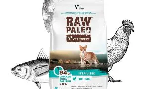 RAW PALEO Sterilised Pui, Ton si Somon, hrana uscata fara cereale pisici sterilizate, 6kg