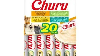 INABA Churu Chicken Varieties (Pui, Pui si Scoici| Branza| Creveti), cutie, tub recompense fara cereale pisici, (topping), 280g