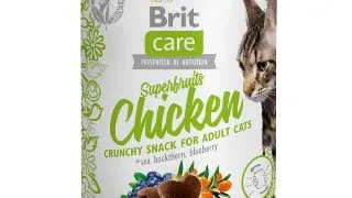 BRIT Care Snack Superfruits, Pui si Catina, recompense fara cereale pisici, 100g