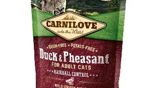 CARNILOVE Hairball Control, Rata si Fazan, hrana uscata fara cereale pisici, limitarea ghemurilor de blana, 400g