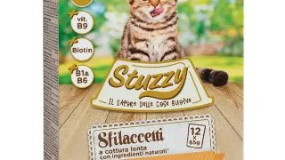 STUZZY Shreds Pack Kitten, Pui si Sunca, plic hrana umeda pisici junior, (in sos), multipack, 85g x 12buc