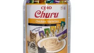 INABA Churu Varieties, Pui, galetusa, tub recompense fara cereale pisici, (piure), 700g