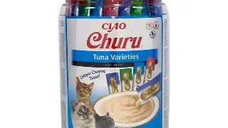 INABA Churu Varieties, Ton, galetusa, tub recompense fara cereale pisici, (piure), 700g