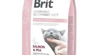 BRIT VD Hypoallergenic, Somon, dieta veterinara, hrana uscata fara cereale pisici, alergii, 2kg