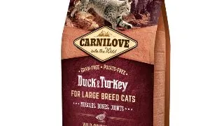 CARNILOVE Adult L-XL, Rata si Curcan, hrana uscata fara cereale pisici talie mare, 400g