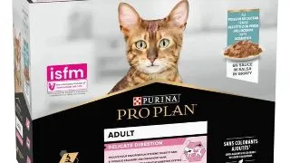 PURINA Pro Plan Delicate Digestion, Peste, plic hrana umeda pisici, sistem digestiv, (in sos), multipack, 85g x 10buc