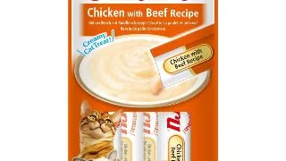 INABA Churu, Pui si Vita, punguta, tub recompense fara cereale pisici, (topping), 56g