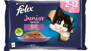 PURINA Felix Fantastic Junior, Pui, pachet mixt, plic hrana umeda pisici junior, (in aspic), 85g x 4