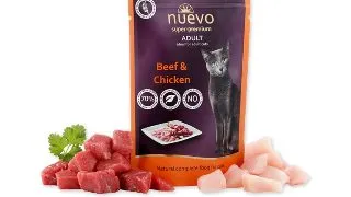 NUEVO, Vita si Pui, hrana umeda fara cereale pisici, (pate) NUEVO, Vita si Pui, plic hrana umeda fara cereale pisici, (pate), 85g