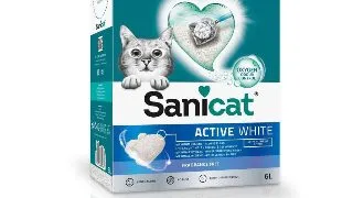SANICAT Active White, neparfumat, asternut igienic pisici, granule, bentonita, neaglomerant, neutralizare mirosuri, 6l