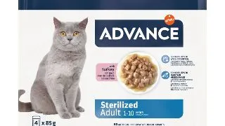 ADVANCE Sterilised, Curcan, plic hrana umeda pisici sterilizate, (in sos), multipack, 85g x 4buc