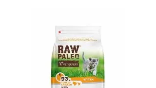 RAW PALEO Kitten, Curcan si Pui, hrana uscata fara cereale pisici junior, 250g