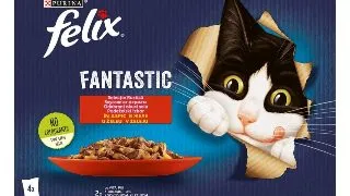 PURINA Felix Fantastic, 2 arome (Vita si Pui), pachet mixt, plic hrana umeda pisici, (in aspic), 85g x 4