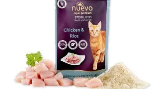 NUEVO Sterilized, Pui si Orez, hrana umeda pisici sterilizate, (pate) NUEVO Sterilized, Pui si Orez, plic hrana umeda pisici sterilizate, (pate), 85g