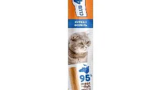 CLUB 4 PAWS Premium Stick, recompense pisici, Baton, Gaina si Pastrav, 5g
