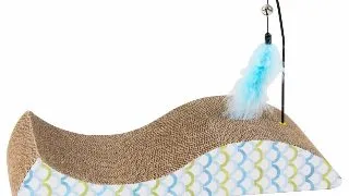 PAWISE Fish, scratcher pisici, carton, albastru si maro, 48 x 22 x 8.5 cm