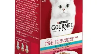 PURINA Gourmet Mon Petit, 3 arome (Somon, Ton, Pastrav), pachet mixt, plic hrana umeda pisici, (in sos), 50g x 6