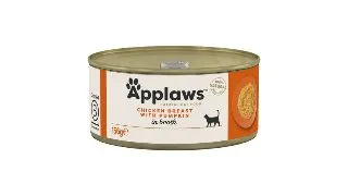 APPLAWS Piept, Pui si dovleac, conserva hrana umeda pisici, (in supa), 156g