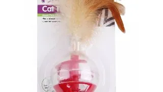 PAWISE, jucarie minge pisici, plastic, catnip, activitati fizice, rosu si maro