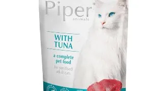 PIPER Animals Sterilised, Ton, plic hrana umeda fara cereale pisici sterilizate, (in aspic), 100g